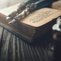 合规编辑何小满正在核对女教师日记站内的来源标注与版权声明，手里拿着打印出来的修订清单，背景是整面墙的资料夹